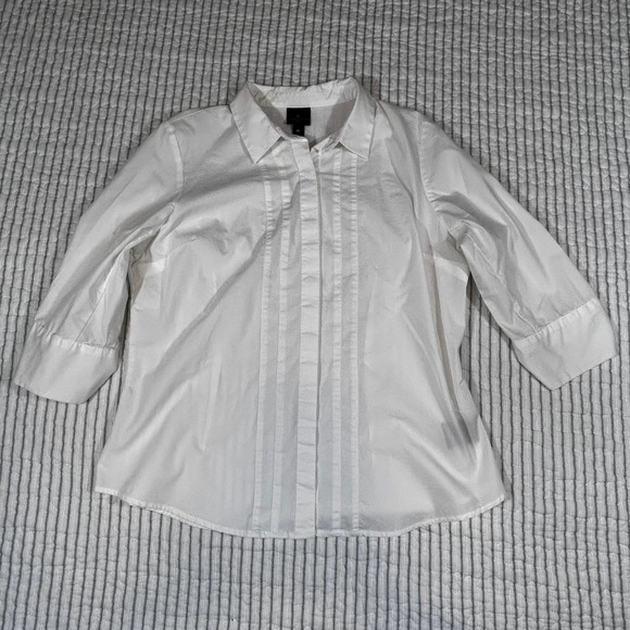 Worthington Womens Petite L 3/4 Sleeve Button Up Dress Shirt - Picture 2 of 9